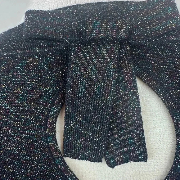 Draper James black sweater with rainbow sparkle and bow on back size XS - Picture 6 of 9